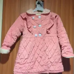 子供服 ピンク フリル付き中綿コート 130cm