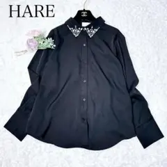 極美品✨ HARE ビジュー襟シャツ 黒 モード 韓国系 地雷系 高見えのサムネイル