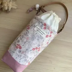 保温　保冷　ペットボトルカバー　ホルダー　水筒ケース　ボタニカル柄　ピンク