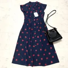 未使用タグ付 イエナ フラワードット スキッパーシャツワンピース フリル袖 38