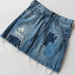 状態良好！ローリーズファーム★リメイクデニムスカート★L