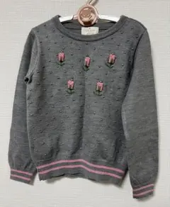 kate spade グレー 花刺繍 セーター