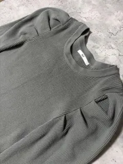 SLY長袖グレーリブニットトップス