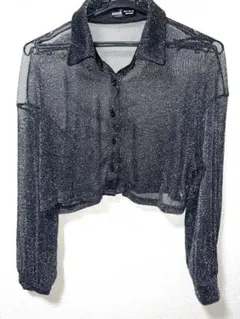 SHEIN ラメシアーシャツ ブラック XSサイズ