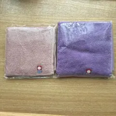 今治タオルハンカチ　2枚セット　薄いピンク　紫色