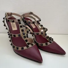 VALENTINO バーガンディ スタッズ ハイヒール 23.5のサムネイル