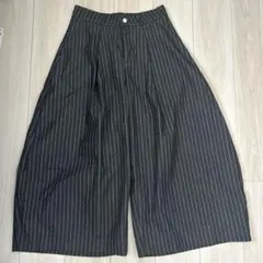 push push ストライプワイドパンツ 新品未使用 ブラック Push Push】スーパーワイド ストライプデニムパンツ M ブラック