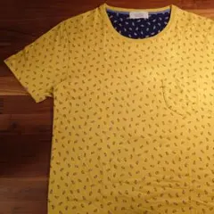 WEGO BROWNY ペイズリープリント Tシャツ マスタード L 胸ポケットのサムネイル