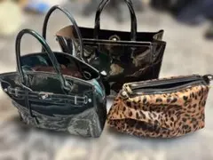 光沢エナメル　ハンドバッグ　3個セット
