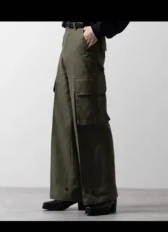 CLEL M-47タイプミリタリーフレアカーゴパンツ カーキー M