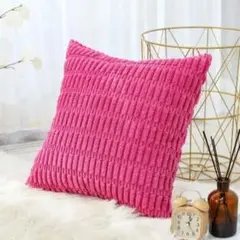 【新品】クッションカバー 45x45cm ローズレッド 2枚セット