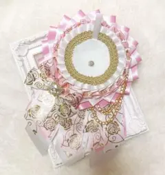912 ハンドメイド 痛ロゼット ホワイト ピンク