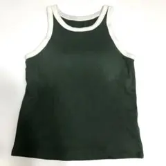 ダークグリーン リブ編み タンクトップ　UNIQLO