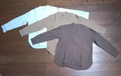 【お買い得】無印良品 ノーカラー長袖シャツ綿100% レディース L 3色セット
