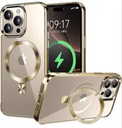 iPhone 16 Pro Max クリアケース ゴールド ストラップホール