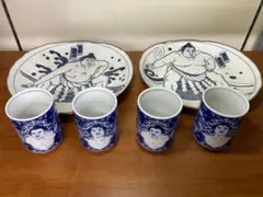 A-068 大相撲　貴乃花 武蔵丸 皿2枚　若貴　湯呑み4個　セット