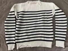 【新品】マルニ GCMG0360Q0 クラッシュ加工ボーダーニット メンズ 44