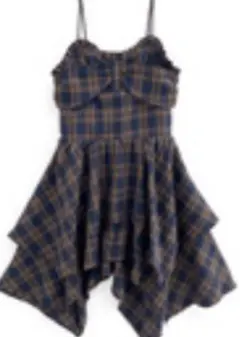 チェック柄フレアイレヘムキャミワンピース[tw1176