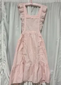 ヴィンテージ エプロンワンピース ピンク ドット柄 vintage