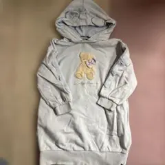 メゾピアノ クマ刺繍 パーカーワンピース 120cm