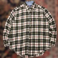 【希少】90s ポロラルフローレン ネルシャツ チェック柄 ポニー刺繍 紺タグ