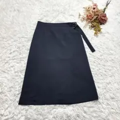 インディビ フレアスカート 膝丈 無地 サイドベルト キレイめ オフィス系