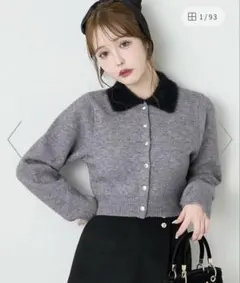 NICE CLAUP ナイスクラップ ジャギー襟配色ポロニット 新品未使用