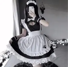 猫耳付き　メイド服　［5点セット］コスプレ