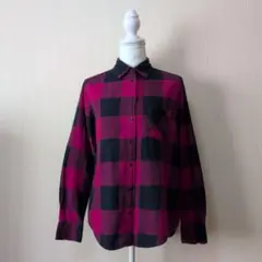 ユニクロ　フランネルチェックシャツ(長袖)レディース　ピンク　Mサイズ
