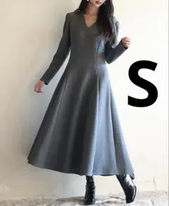 Aラインゴアードワンピース　チャコール　S