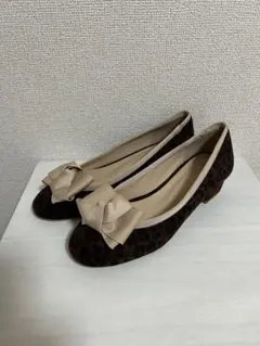 レオパード柄リボン付きシューズ