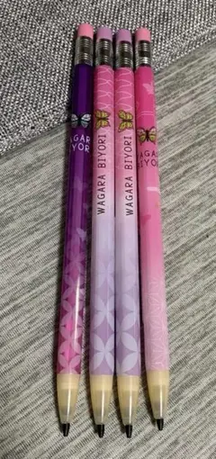 鬼滅の刃風　胡蝶しのぶさんのイメージグラデカラー　消しゴム付き　シャーペン４本