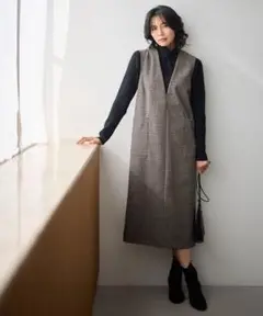 美品　anyFAM エニィファム【手洗い可】ラメチェックジャガードワンピース