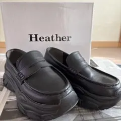 【Heather】 厚底ローファー ブラック　M 箱ありのサムネイル