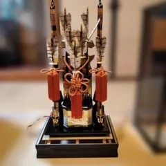美品】端午の節句 宝童作 破魔矢 破魔弓 太刀飾り ガラスケース入り