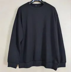 ＵＶカット乾きやすいワッフル長袖Ｔシャツ 紳士XL 黒