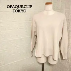 オペークドットクリップ 長袖ニット スリット 無地 シンプル 秋冬 洗える 40