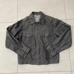 短丈　デニムジャケット　ブラック　古着　アウター　フェード　ジャケット