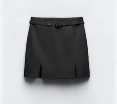 ZARA スリット＆ベルトスコート XSサイズ ブラックのサムネイル