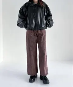 heather ショート丈　中綿　ブルゾン　黒のサムネイル