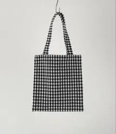 ハンドメイド　ミニトートバッグ　サブバッグ　ギンガムチェック　黒