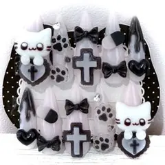 ネイルチップ 平成女児 量産型 ピンク ねこ サブカル ゴテゴテ 地雷系