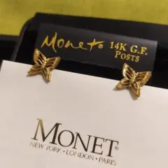 MONET　モネ　ピアス　ゴールド　マット　蝶々　小ぶり　ヴィンテージ