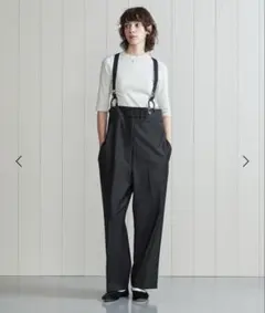 H BEAUTY&YOUTH トロピカルハイウエストサスペンダーパンツ