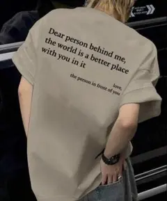 新品　バックプリントロゴTシャツ ベージュ　オーバーサイズ　ユニセックス