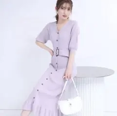 【美品】アプワイザーリッシェ♡マーメイドリブニットワンピース 薄紫 ラベンダー