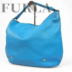 FULRAフルラ ワンショルダー バッグ 水色 レザー シボ革