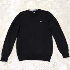 【美品】J.LINDEBERG Vネック ニット セーター ゴルフウェア 黒