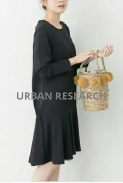 美品☆URBAN RESEARCH フレアヘムワンピース ネイビー 日本製