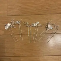 花とパールのヘアピン 6本セット